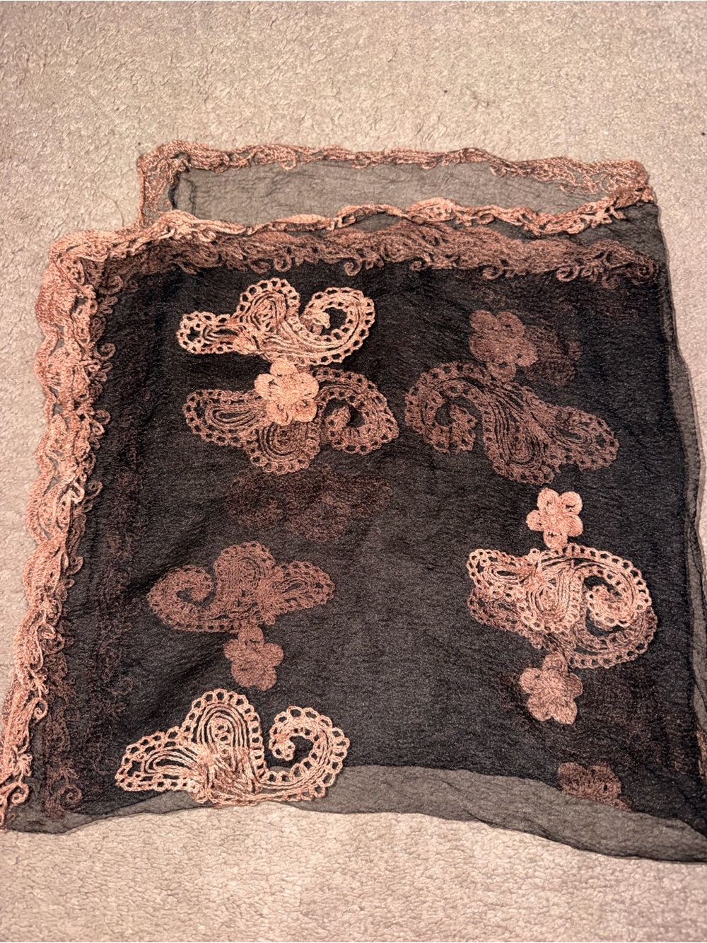 Black and Rose Lace Decorative Head Scarf